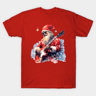 Christmas ,Santa Claus with Guitar,Rock and Roll T-Shirt